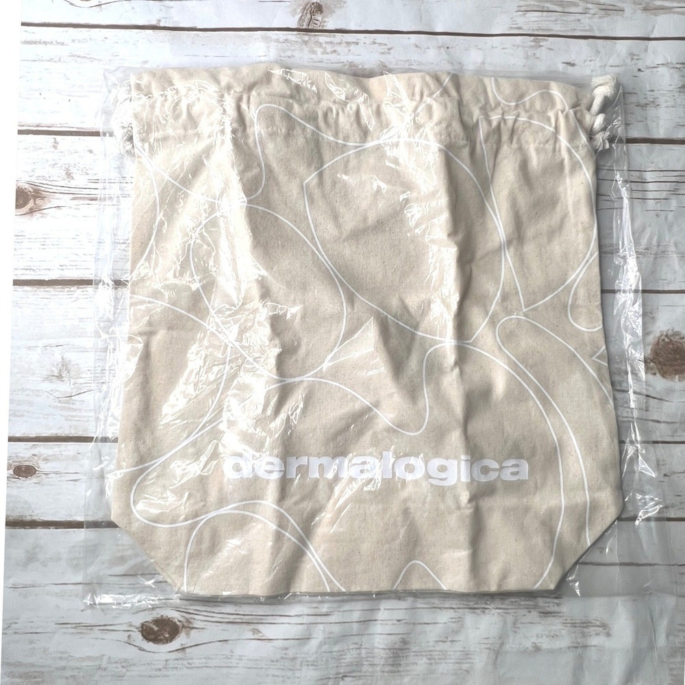 NEW Dermalogica Drawstring Bag Beige Canvas 2023 Holiday Gift Bag OS